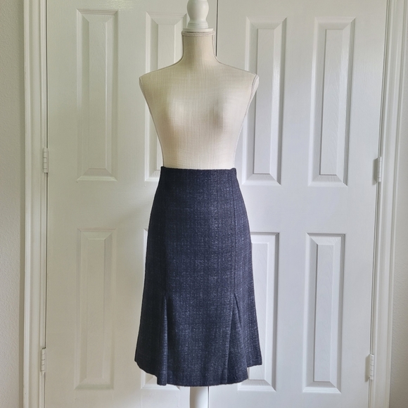 Theory Dark Gray Navy Kamryn Alpaca Flared Pencil Skirt Size 6 NWT